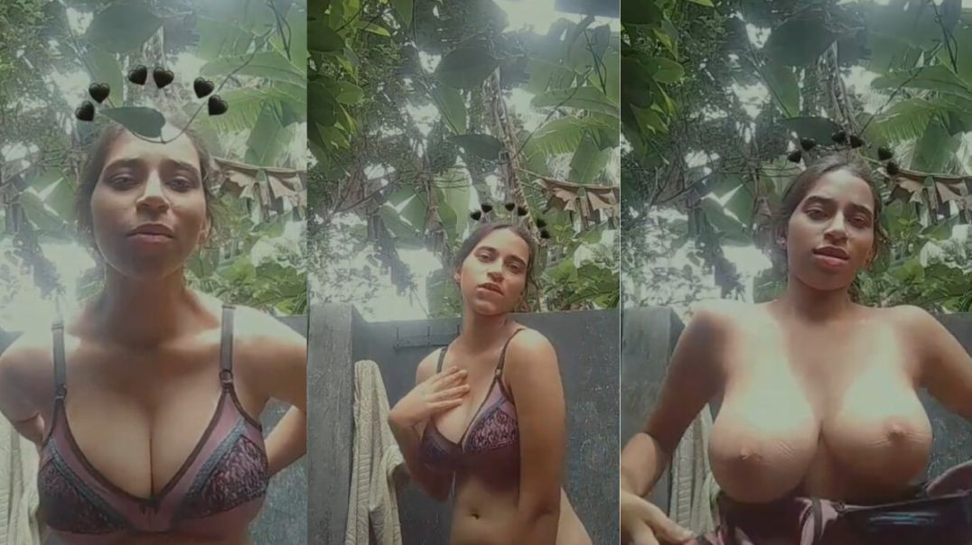 Sexy Busty Village Girl Shows Huge Boobs While Dancing Nude Outdoors